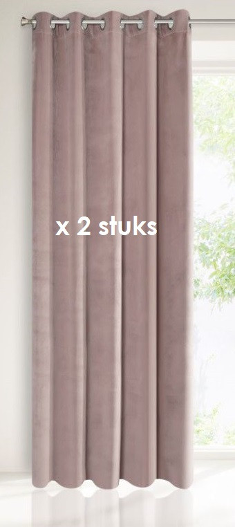Ringgordijn Velours oudroze 140x250cm x 2 stuks