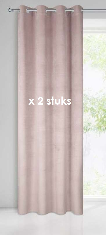 Ringgordijn Jacquard velours poeder 140x250cm x 2 stuks