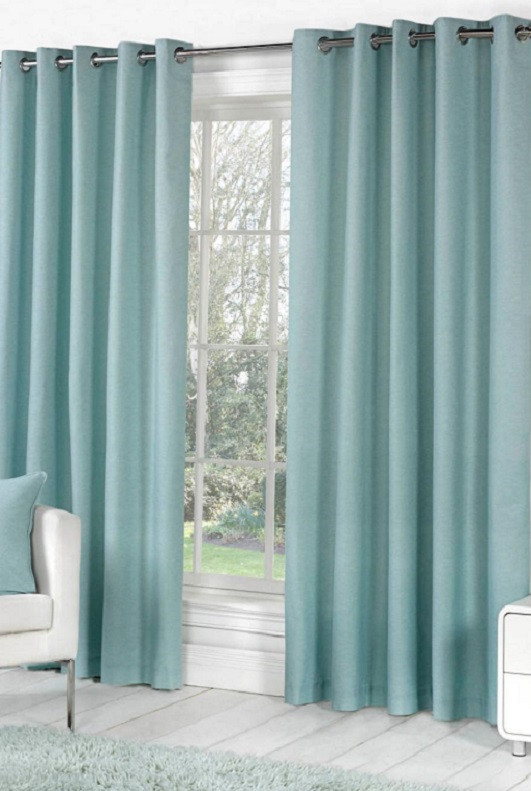 Ringgordijn LinnenLook Turquoise