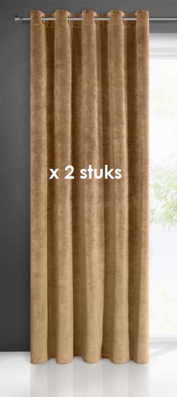 bodem Kwik Sanctie VELOURS RINGGORDIJN HONEY 140X250 2STUKS - Velours Gordijnen