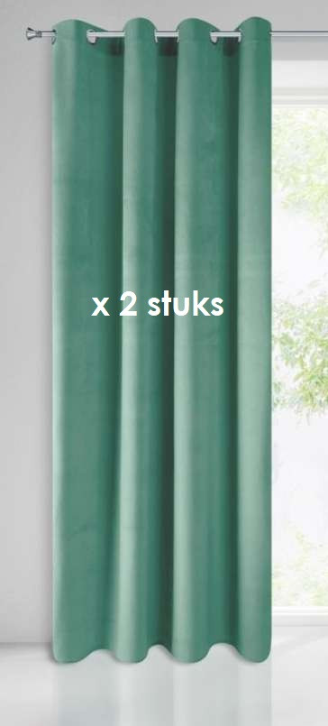 Ringgordijn Velours jade groen 140x250cm x 2 stuks
