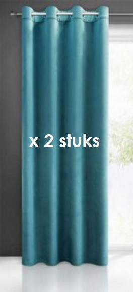 RINGGORDIJN VELOURS TURQUOISE 140X250CM X 2 STUKS