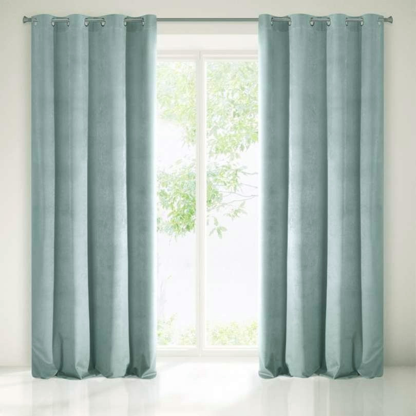 Velours ringgordijn zeegroenblauw 140x250cm x 2 stuks