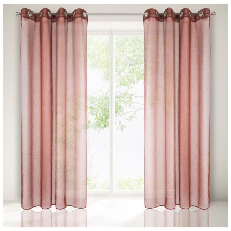vitrage ringgordijn licht bordeaux x 2 stuks