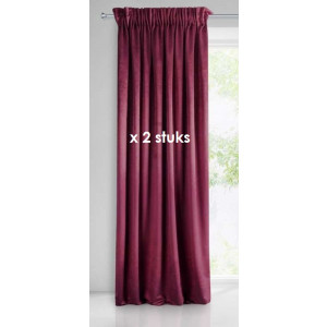 Velours gordijn magenta met plooiband 140x270cm x 2 stuks