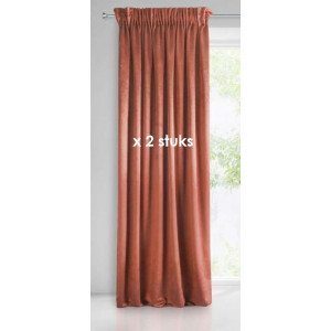 Velours gordijn terracotta met plooiband 140x270cm x 2 stuks