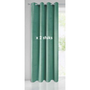 Ringgordijn Velours jade groen 140x250cm x 2 stuks