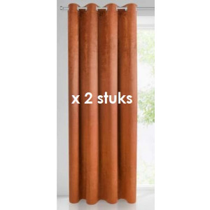 Ringgordijn Velours COGNAC 140x250cm x 2 stuks