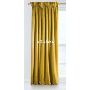 GORDIJN MET PLOOIBAND MOSTERD 140X270CM X 2 STUKS